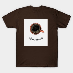 coffee humor, coffee lover, coffee addict, minimalist aesthetic coffee illustration T-Shirt